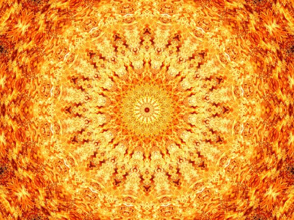 Full Frame Abstract Background of Orange Fire Mandala Pattern
